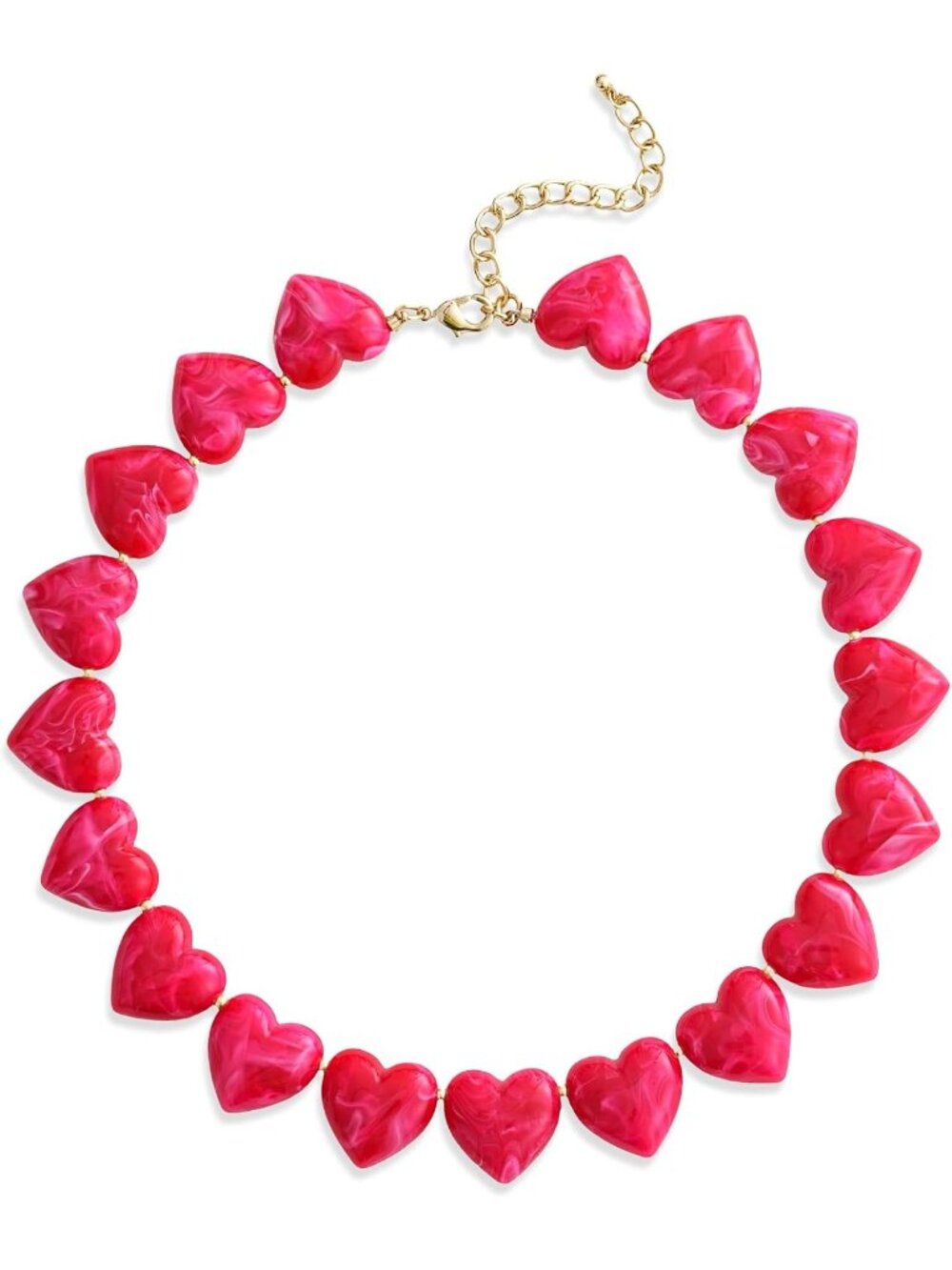 Women's Pink Acrylic Chunky Heart Choker Necklace Trendy Statement Jewelry